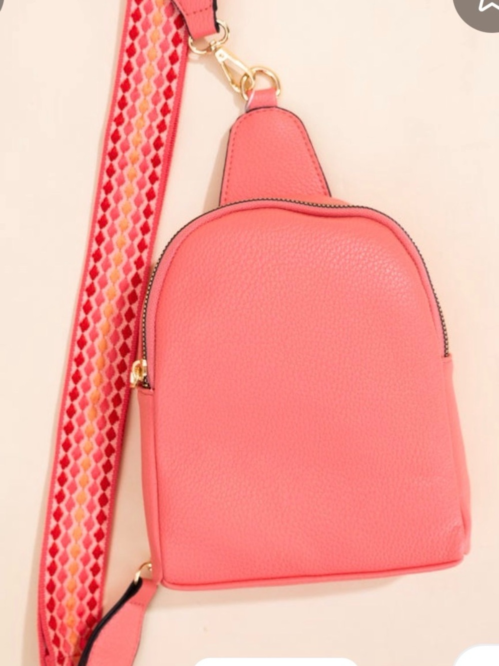 Coral Pink Crossbody Backpack — Women Bags
